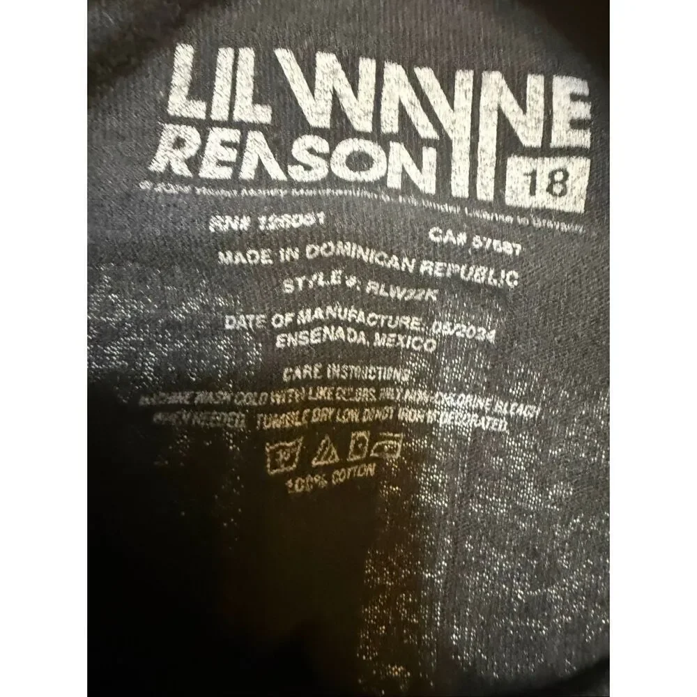 Reason Lil Wayne Youth Real G's Graphic Short Sleeve T-Shirt Black Size 18